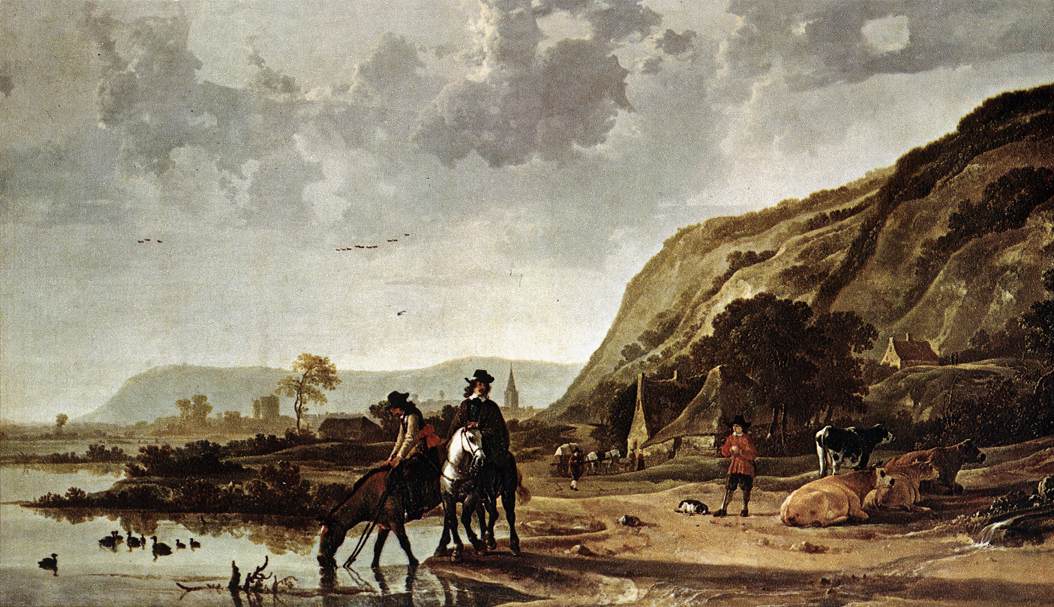 Large River Landscape with Horsemen fdg